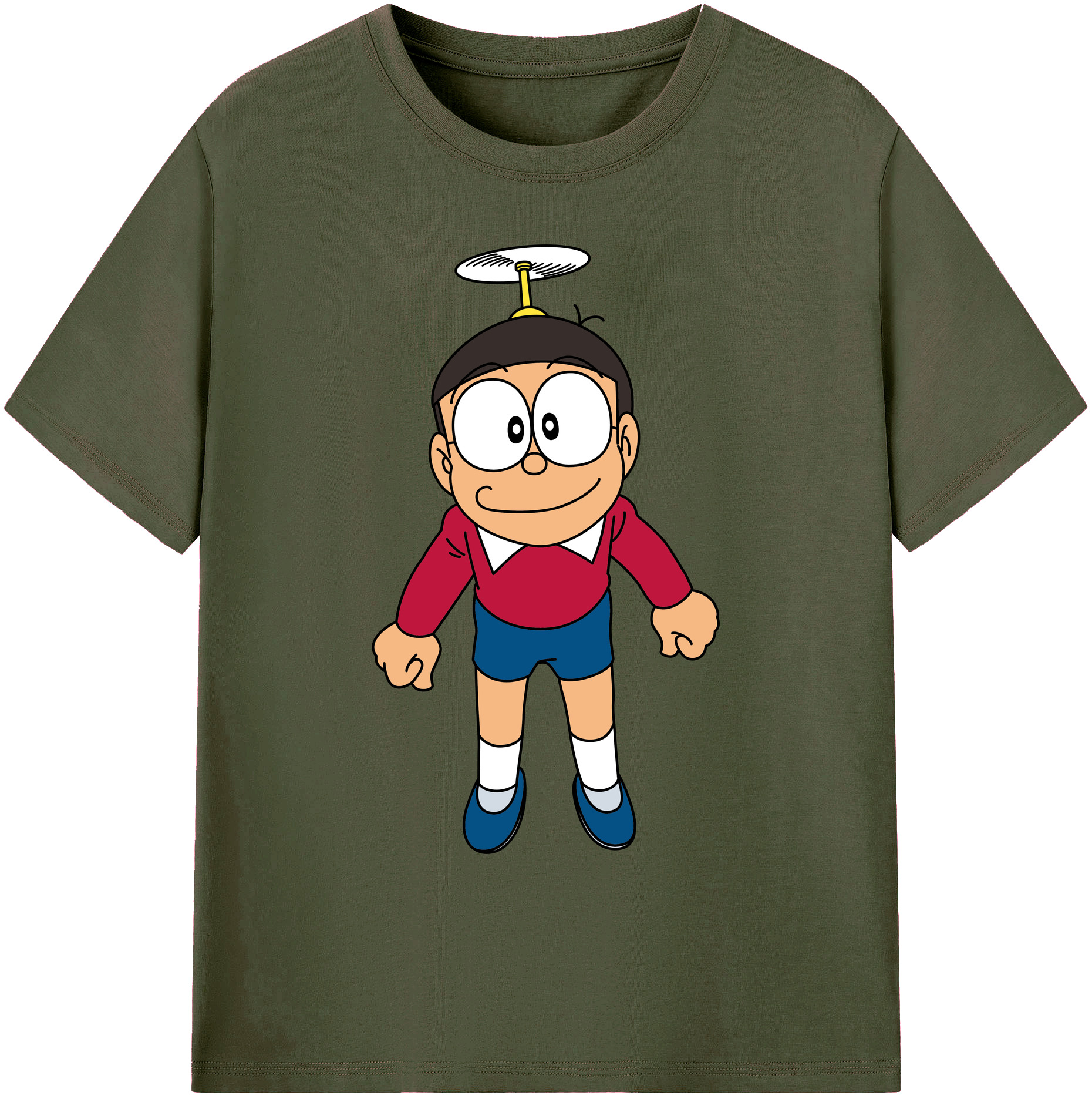 （画像用） ドラえもん 野比 のび太 Doraemon Nobita Nobi 綿100％ メンズ半袖Tシャツ｜肌触りやわらか＆通気性